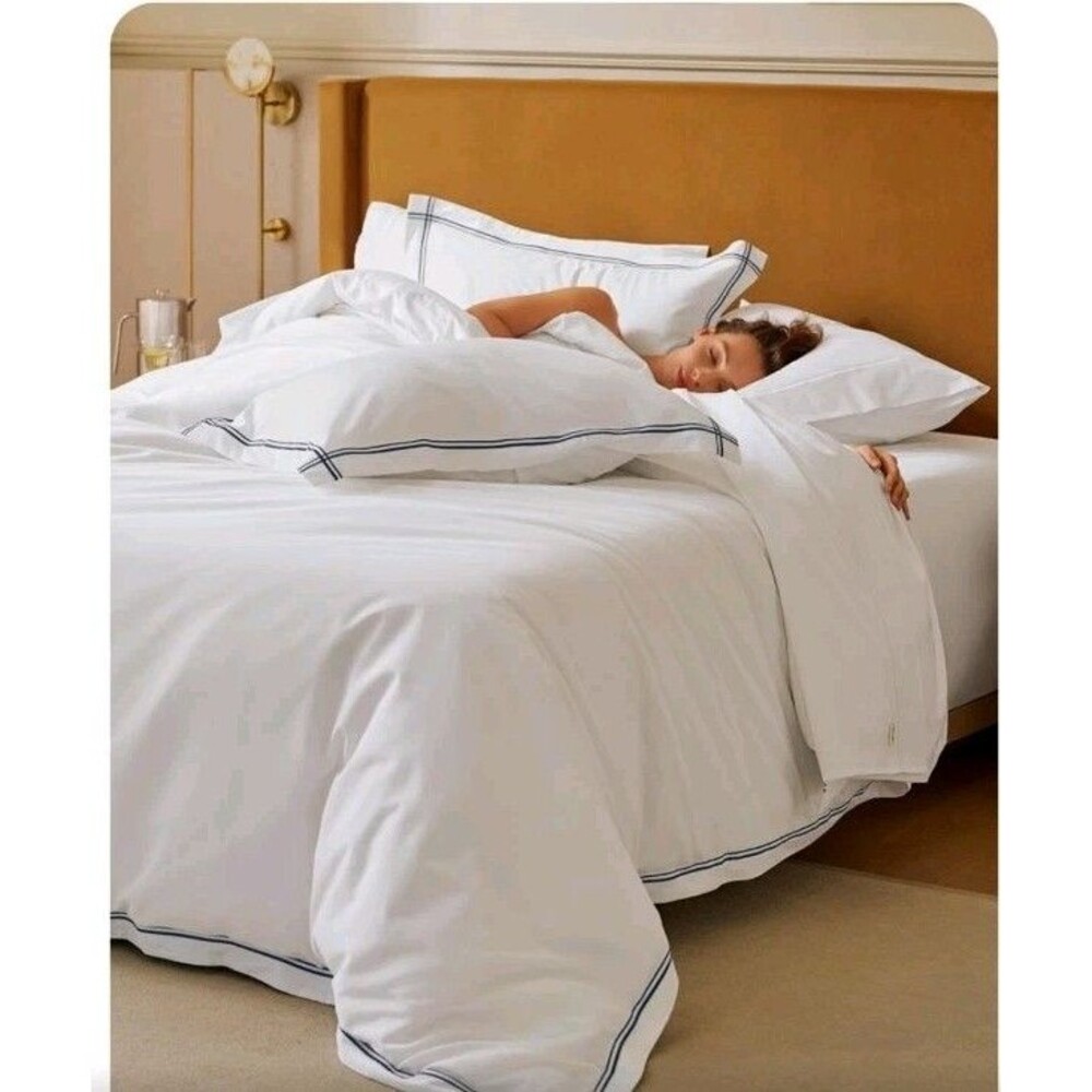 Bedsure 100% Giza Egyptian Cotton Duvet Cover Set Queen CEA Certified